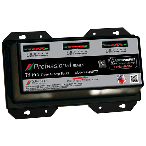 Dual Pro PS3 Auto 15A  3Bank LithiumAGM Battery Charger PS3AUTO